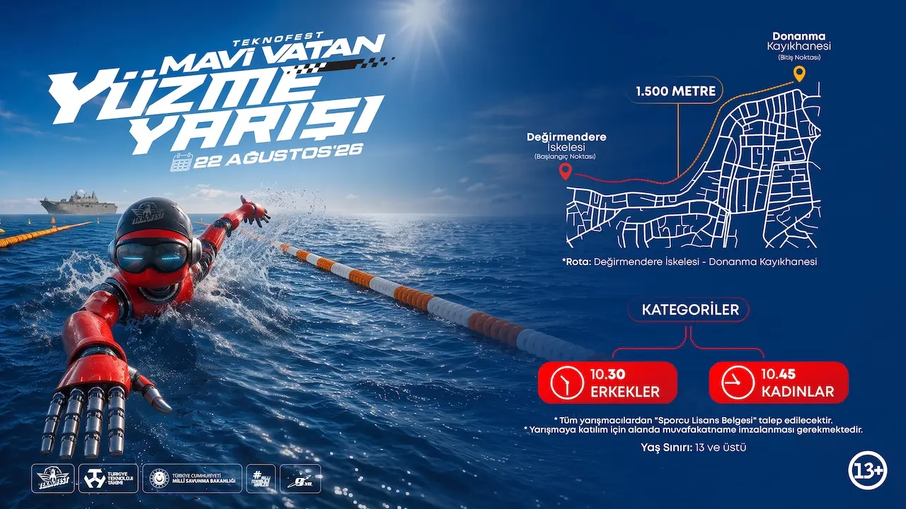 TEKNOFEST 2026 Mavi Vatan Açık Su Yüzme Yarışları Kocaeli'de Başlıyor
